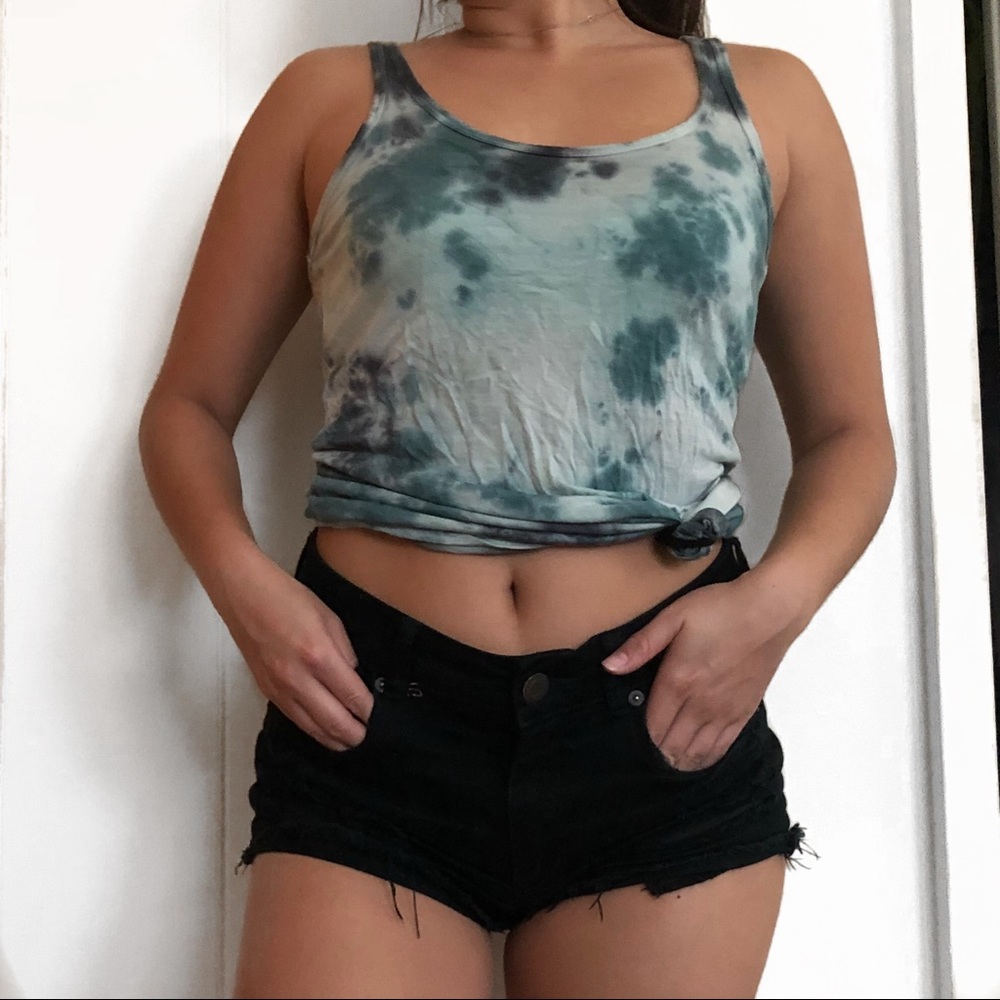 Blue tie dye tank top